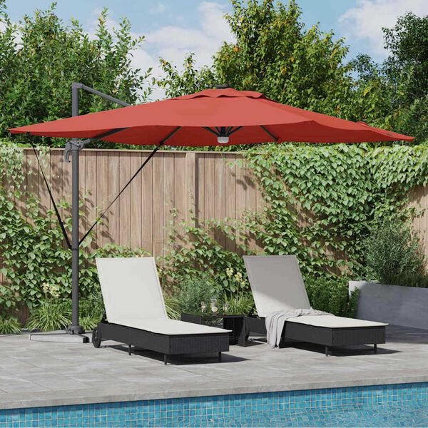 vidaXL Roma Parasol Rauður 286 x 285 x 270 cm Aluminum og pólyester