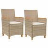 vidaXL Gar&eth;st&oacute;lar me&eth; Sessum 2stk. Drappa&eth; P&oacute;l&yacute;rattan Gegnheill Vi&eth;ur