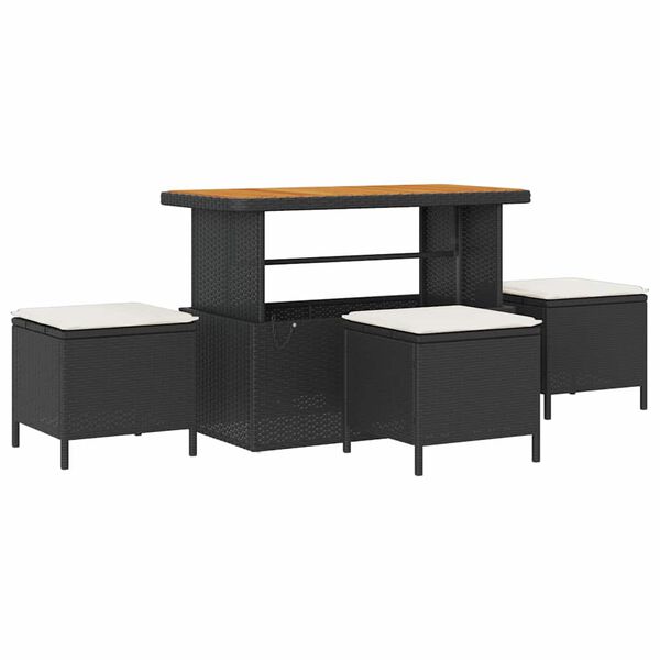 vidaXL Gar&eth;s&oacute;fa sett me&eth; p&uacute;&eth;i 9 pcs Svartur p&oacute;l&yacute;rattan