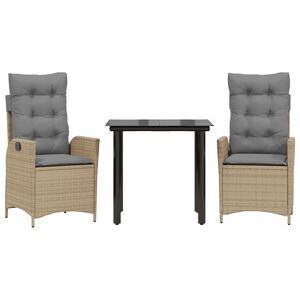 vidaXL 5 Hluta Gar&eth;bor&eth;sett me&eth; Sessum Drappa&eth; P&oacute;l&yacute;rattan