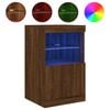 vidaXL Skenkur me&eth; LED Lj&oacute;sum Br&uacute;n Eik 41x37x67 cm