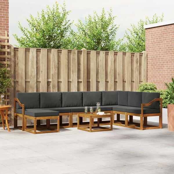 vidaXL &Uacute;ti s&oacute;fasett me&eth; p&uacute;&eth;i 9 pcs N&aacute;tt&uacute;rulegt og Antrac&iacute;t