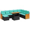 vidaXL 11 Hluta Gar&eth;s&oacute;fasett me&eth; Sessum Svart P&oacute;l&yacute;rattan Akas&iacute;uvi&eth;ur