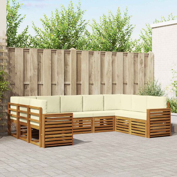 vidaXL Sofav&ouml;ruuppsettning 9 pcs N&aacute;tt&uacute;rulegt og Krem Hrein akas&iacute;utr&eacute;