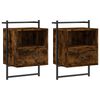 vidaXL N&aacute;ttbor&eth; Vegghengt 2 stk Reykt Eik 40x30x61 cm Samsettur Vi&eth;ur