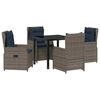 vidaXL Gar&eth;ur bor&eth;sett me&eth; p&uacute;&eth;i 5 pcs Gr&aacute;r Poly rattan