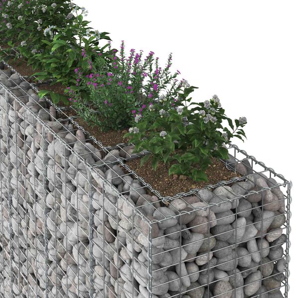 vidaXL Gabion h&aelig;kka&eth; r&uacute;m 3 pcs Silfur 250 x 50 x 150 cm
