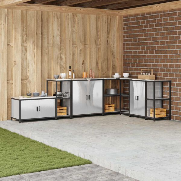 vidaXL Eldh&uacute;s geymsla me&eth; hillu Silfur 60 x 50 x 92 cm St&aacute;l