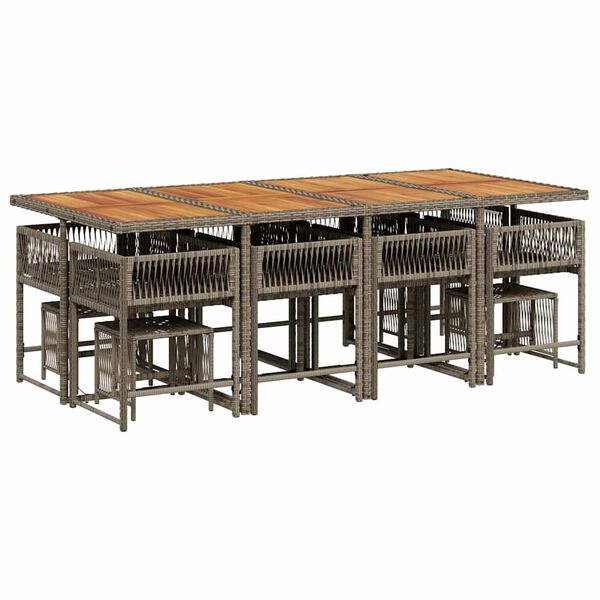 vidaXL 13 Parta Gar&eth;s&oacute;fasett me&eth; Sessum Gr&aacute;tt P&oacute;l&yacute;rattan