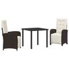 vidaXL Gar&eth;ur bor&eth;sett me&eth; p&uacute;&eth;i 3 pcs Br&uacute;nn p&oacute;l&yacute;rattan