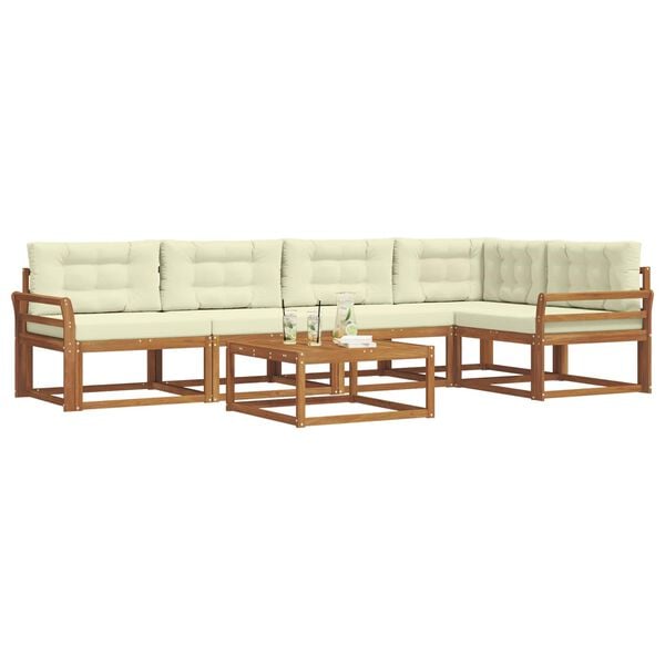 vidaXL &Uacute;ti s&oacute;fasett me&eth; p&uacute;&eth;i 6 pcs N&aacute;tt&uacute;rulegt og Krem