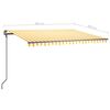 vidaXL Sjálfvirkt Skyggni með LED&Vindskynjara 4x3 m Gular/Hvítar