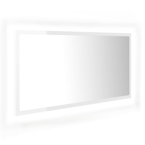 vidaXL LED Baðherbergisspegill Háglans Hvítur 90x8,5x37 cm