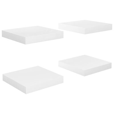 vidaXL Vegghengdar Hillur 4 stk. Háglans Hvítar 23x23,5x3,8 cm MDF