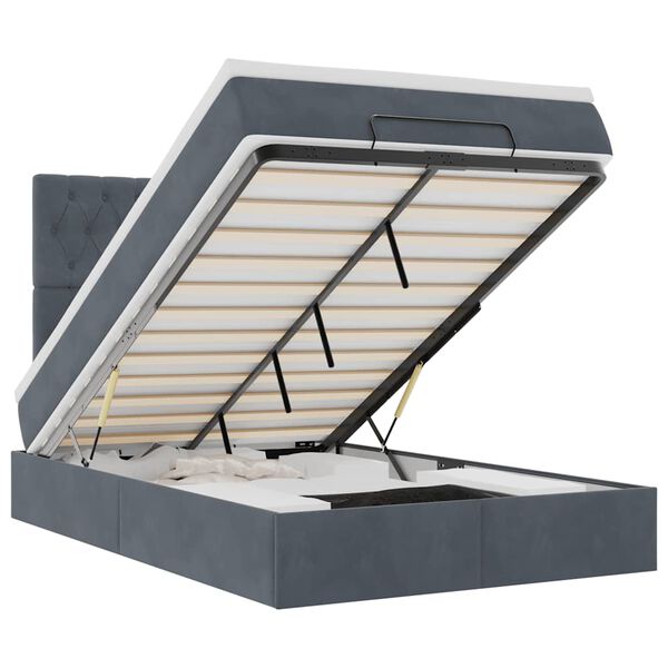 vidaXL Ottoman r&uacute;m me&eth; d&yacute;num og LED d&ouml;kkgr&aacute;um 120x200cm flaueli