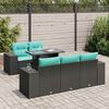 vidaXL 6 stykki gar&eth;s&oacute;fasett me&eth; p&uacute;&eth;um Black Poly Rattan Acacia
