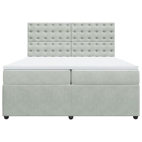 vidaXL H&oacute;lfa&eth; Springr&uacute;m me&eth; D&yacute;nu Lj&oacute;sgr&aacute;tt 200x200 cm Flauel