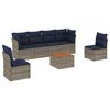 vidaXL 7 -Hluta Gar&eth;s&oacute;fasett me&eth; Sessum Gr&aacute;tt P&oacute;l&yacute;rattan