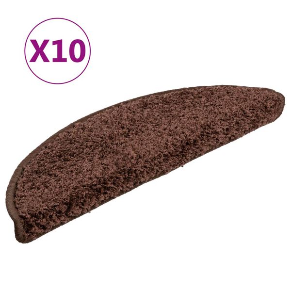 vidaXL Stigamottur 10 stk 56x17x3 cm br&uacute;nar h&aacute;lfhringlaga