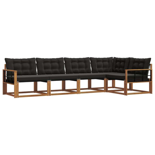 vidaXL &Uacute;ti s&oacute;fasett me&eth; p&uacute;&eth;i 5 pcs N&aacute;tt&uacute;rulegur og svartur