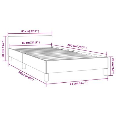 vidaXL Rúmgrind með höfuðgafli án Dýnu Svört 80x200 cm Flauel