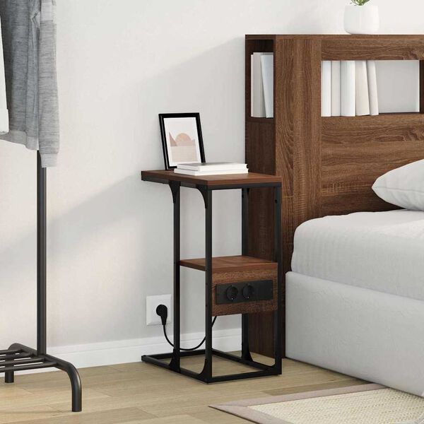 vidaXL Noat&ouml;flu sk&aacute;pur br&uacute;n eik 41.5 x 26 x 60.5 cm Samsettur vi&eth;ur