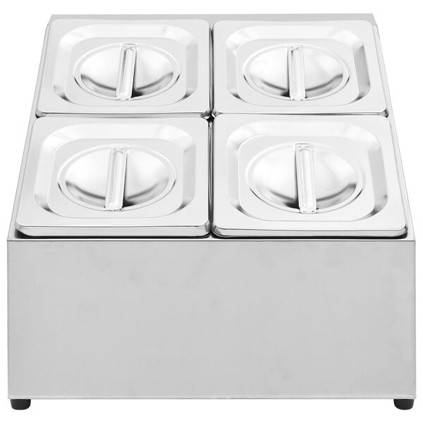 vidaXL Standur fyrir 4 GN 1/6 Gastr&oacute;bakka Ry&eth;fr&iacute;tt St&aacute;l