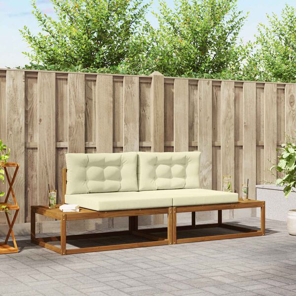 vidaXL &Uacute;ti s&oacute;fasett me&eth; p&uacute;&eth;i 2 Stykki N&aacute;tt&uacute;rulegt og Krem