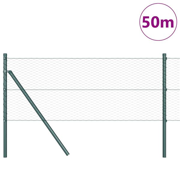 vidaXL Girðingarpóstur Grænn 50 x 0,6 m (25 mm net) Stál og PVC