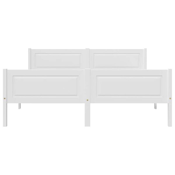 vidaXL Rúmgrind Gegnheil Fura Hvít 140x200 cm