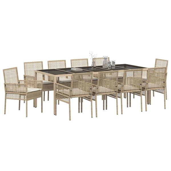 vidaXL Gar&eth;ur bor&eth;sett 11 pcs Drapplita&eth;ur p&oacute;l&yacute;rattan