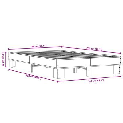 vidaXL Rúmgrind án Dýnu Svört 140x200 cm