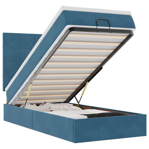 vidaXL Ottoman r&uacute;mgrind me&eth; d&yacute;num D&ouml;kkbl&aacute;r 90x200cm Flauel