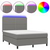 vidaXL H&oacute;lfa&eth; Springr&uacute;m me&eth; D&yacute;nu&LED D&ouml;kkgr&aacute;tt 140x190cm Tauefni