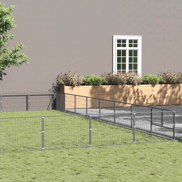 vidaXL Hundabyrgi Silfur 72 m&sup2; St&aacute;l