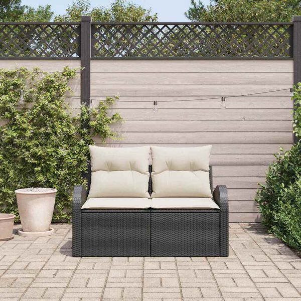 vidaXL Garðasófi Svartur 124 x 62 x 69 cm pólýrattan