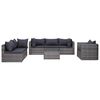 vidaXL 7 Stk Gar&eth;s&oacute;fasett me&eth; Sessum og P&uacute;&eth;um Polyrattan Gr&aacute;tt
