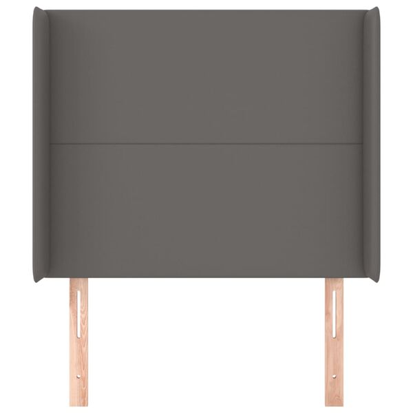 vidaXL Höfðagafl með Eyrum 83x16x118/128 cm Grátt Gervileður