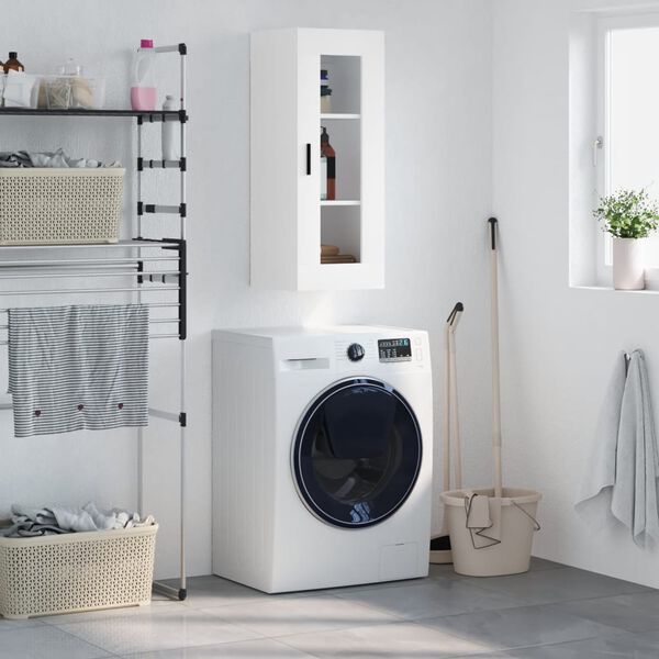 vidaXL Veggfestur Sk&aacute;pur Hv&iacute;tur 34,5x34x90 cm