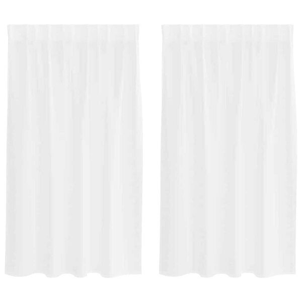 vidaXL Voile gardína 2 pcs Hvítt 140 x 140 cm Pólýester