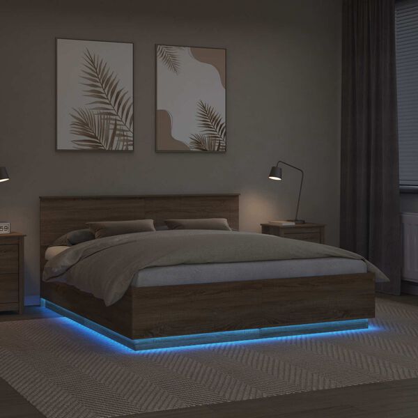 vidaXL Ramsv&iacute;k me&eth; h&ouml;fu&eth;gafl Sonoma Eik 180 x 200 cm Samsettur vi&eth;ur