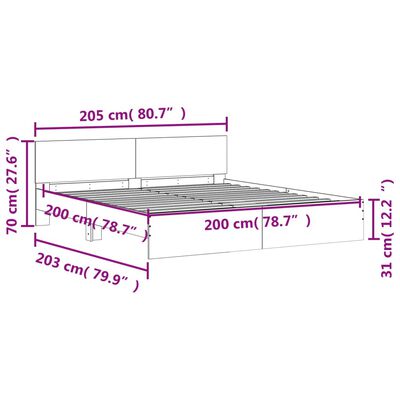 vidaXL Rúmgrind án Dýnu Hvítur 200x200 cm