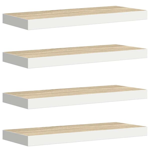 vidaXL Vegghengdar Hillur 4 stk. Eikarlitur & Hv&iacute;tur 60x23,5x3,8cm MDF