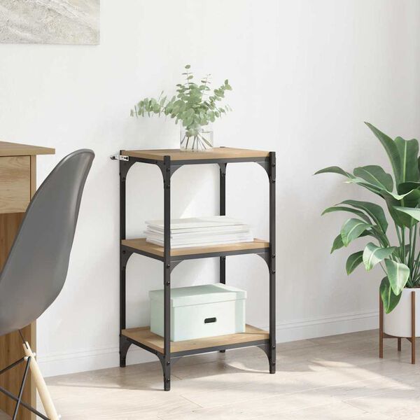 vidaXL B&oacute;kask&aacute;pur handverkseik 40 x 33 x 70,5 cm Virka&eth; tr&eacute; og j&aacute;rn