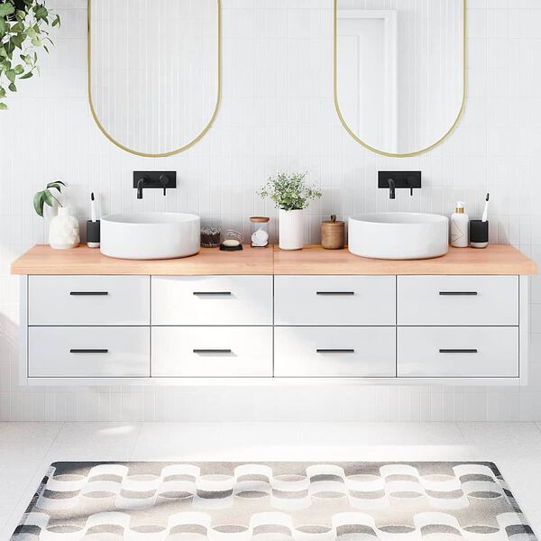 vidaXL Ba&eth;herbergisbor&eth;plata Lj&oacute;sbr&uacute;n 220x60x(2-6)cm Vi&eth;ur