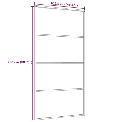 vidaXL Rennihurð Matt Hert Öryggisgler og Ál 102,5x205 cm Svört