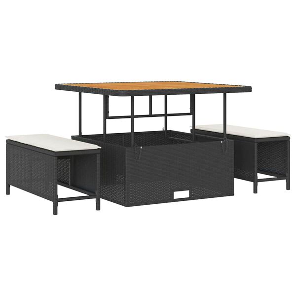 vidaXL Gar&eth;s&oacute;fa sett me&eth; p&uacute;&eth;i 18 pcs Svartur og krem p&oacute;l&yacute;rattan