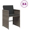vidaXL Gar&eth;st&oacute;lar me&eth; Sessum 4 stk. Gr&aacute;tt P&oacute;l&yacute;rattan