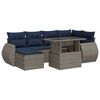 vidaXL 7 stykki gar&eth;s&oacute;fasett me&eth; p&uacute;&eth;um Grey Poly Rattan Akas&iacute;uvi&eth;ur