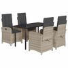 vidaXL 5 Parta Gar&eth;bor&eth;stofusett me&eth; Sessum Lj&oacute;sgr&aacute;tt P&oacute;l&yacute;rattan